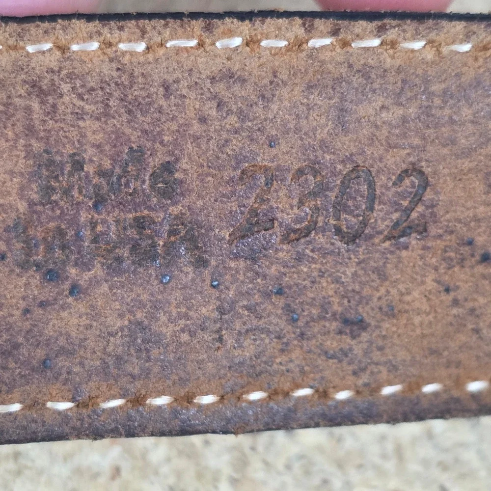 Vintage Brown Oil Tanned Leather Western boho Belt Turquoise Buckle‎ USA 36